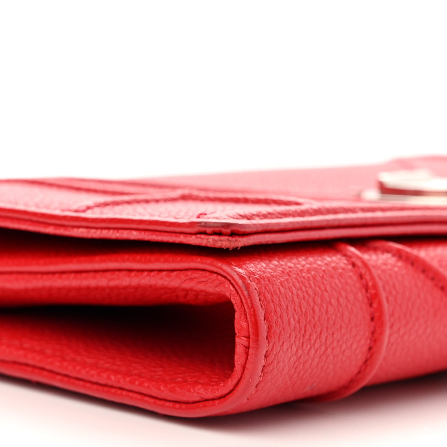 Christian Dior Grained Calfskin Diorama Croisiere Chain Wallet Red 9 of 14