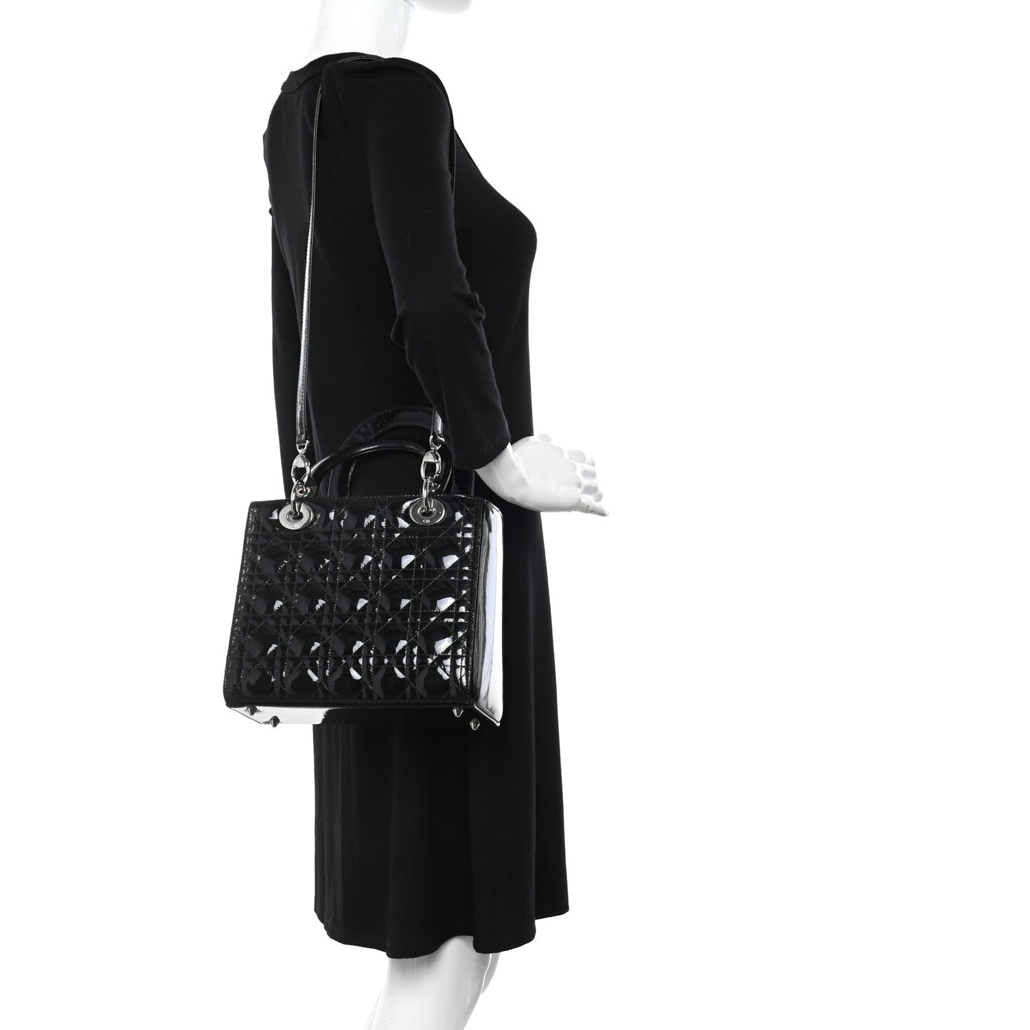 Christian Dior Patent Cannage Medium Lady Dior Black 2 of 10