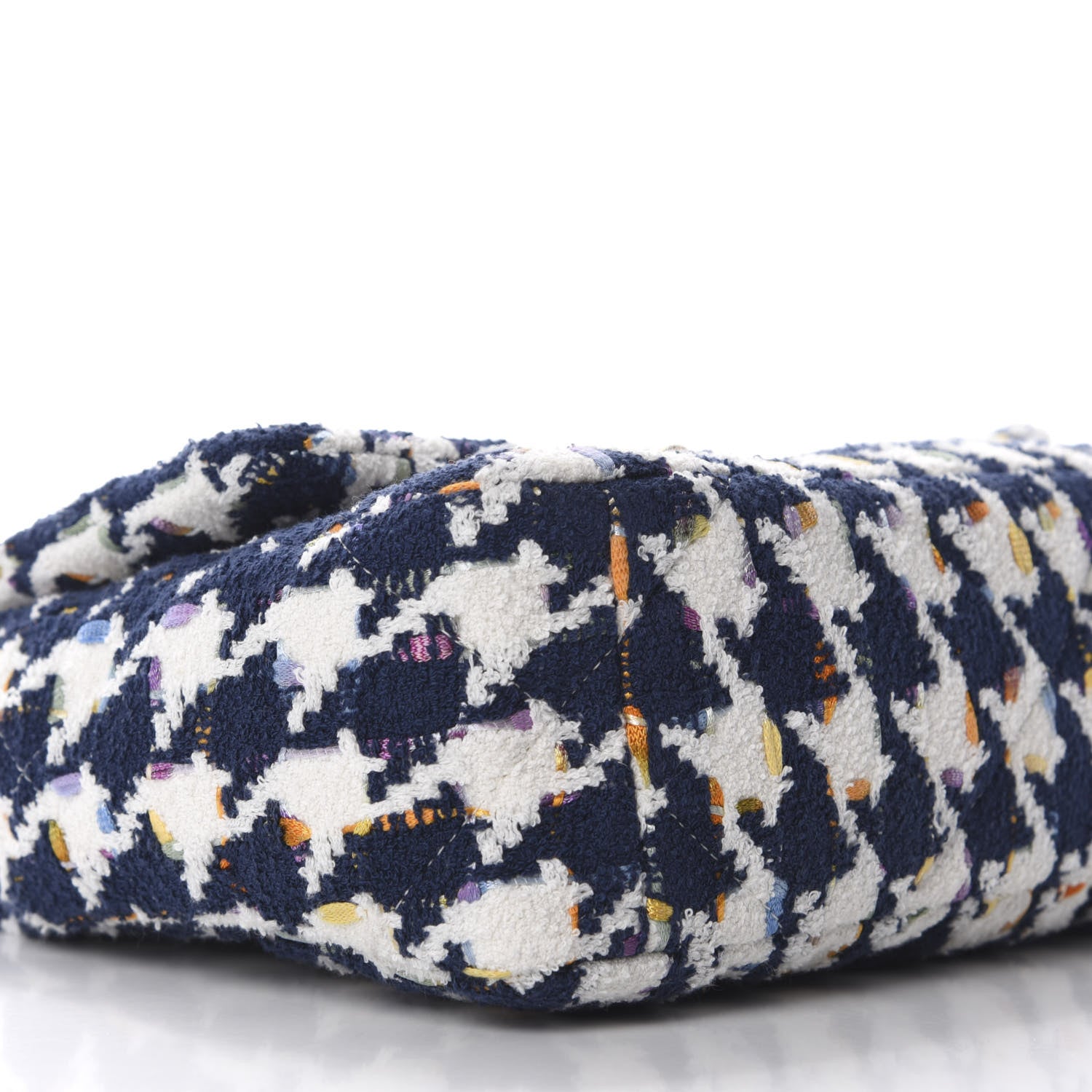 Chanel Tweed Quilted Medium 19 Flap Ecru Navy Blue Multicolor 6 of 9