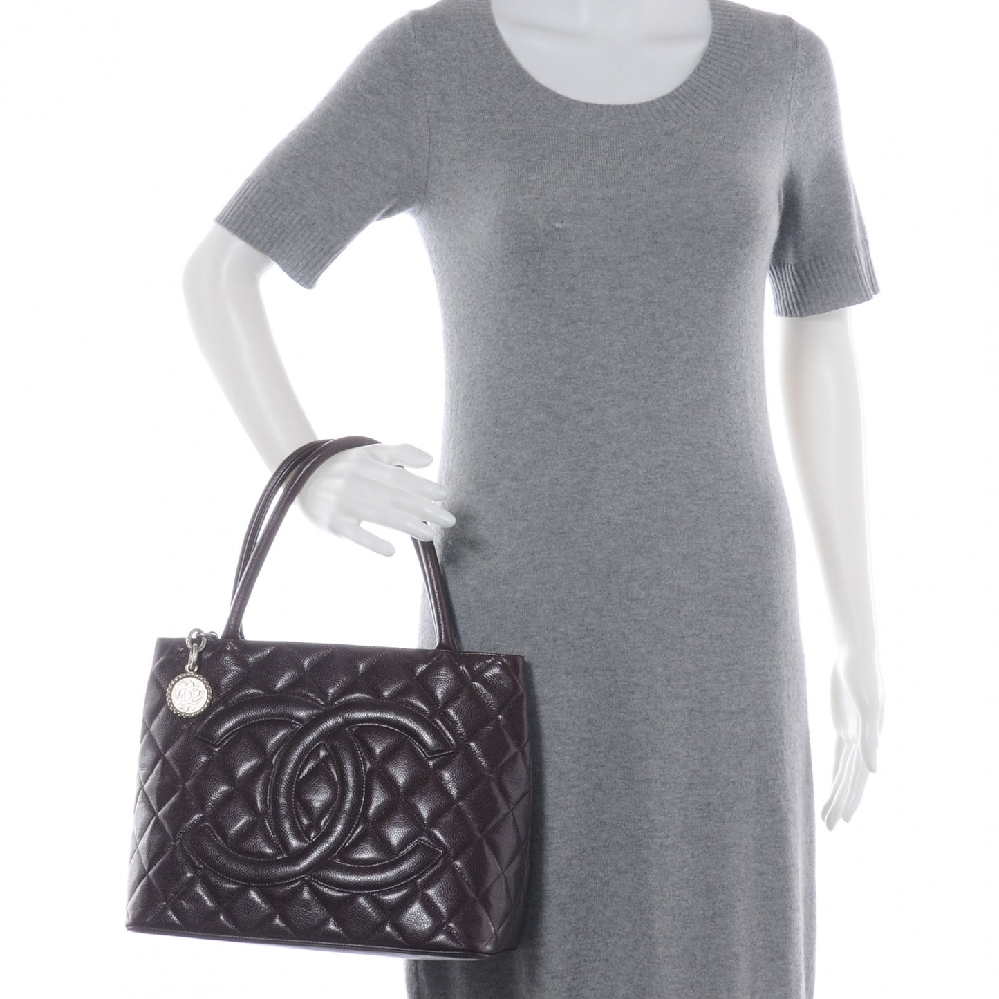 Caviar Medallion Tote Bordeaux