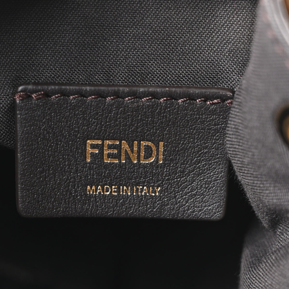 Denim Vitello King F is Fendi FF Embroidered Mini Mon Tresor Bucket Bag Denim Sand