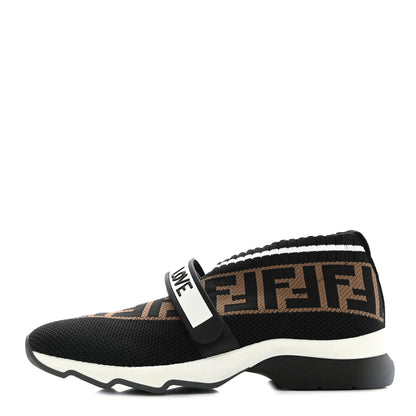 Fendi Stretch Yarn FF Stiff Band Rockoko Sneakers 38 Black White Tobacco 1 of 7