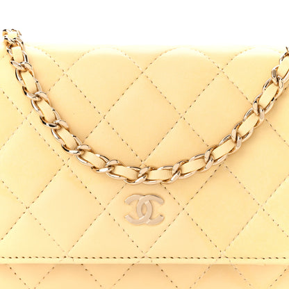Chanel Lambskin Quilted Mini Wallet On Chain WOC Yellow 8 of 10