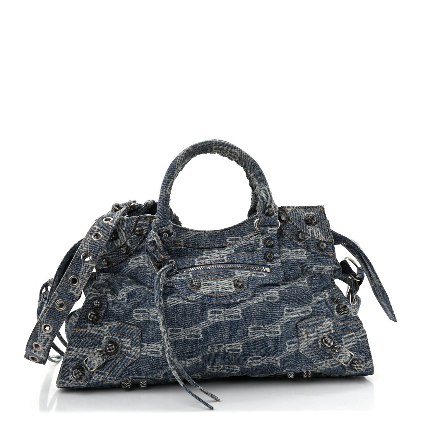 Denim BB Monogram Neo Cagole City Handbag Blue