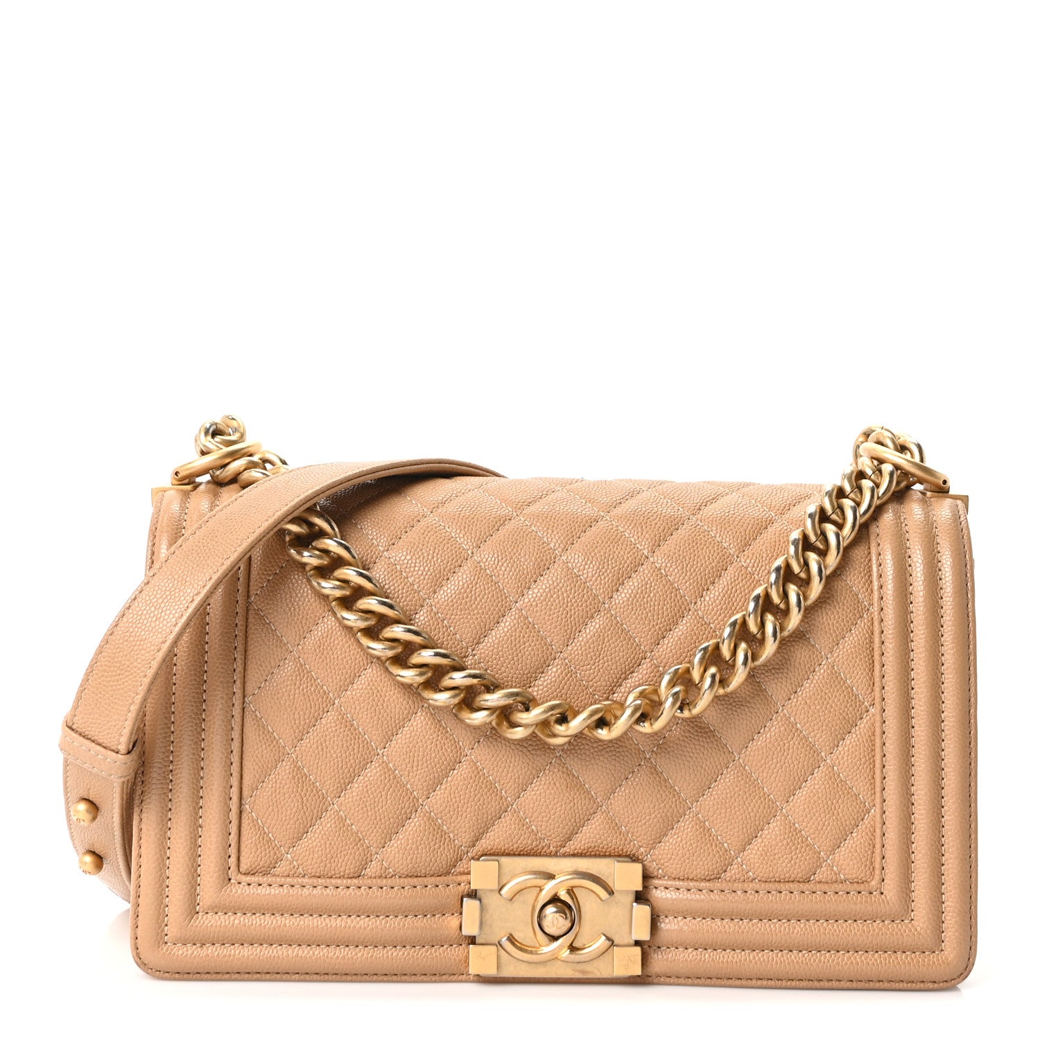 Chanel Caviar Quilted Medium Boy Flap Beige 1 of 10