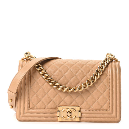 Chanel Caviar Quilted Medium Boy Flap Beige 1 of 10