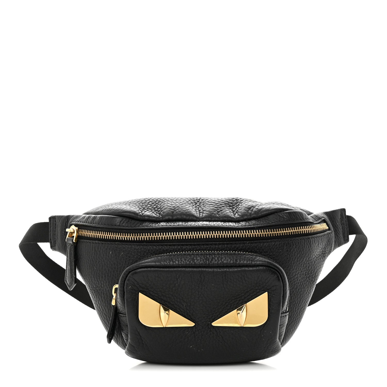 Fendi Cuoio Romano Metal Bug Eyes Pocket Belt Bag Black 1 of 14