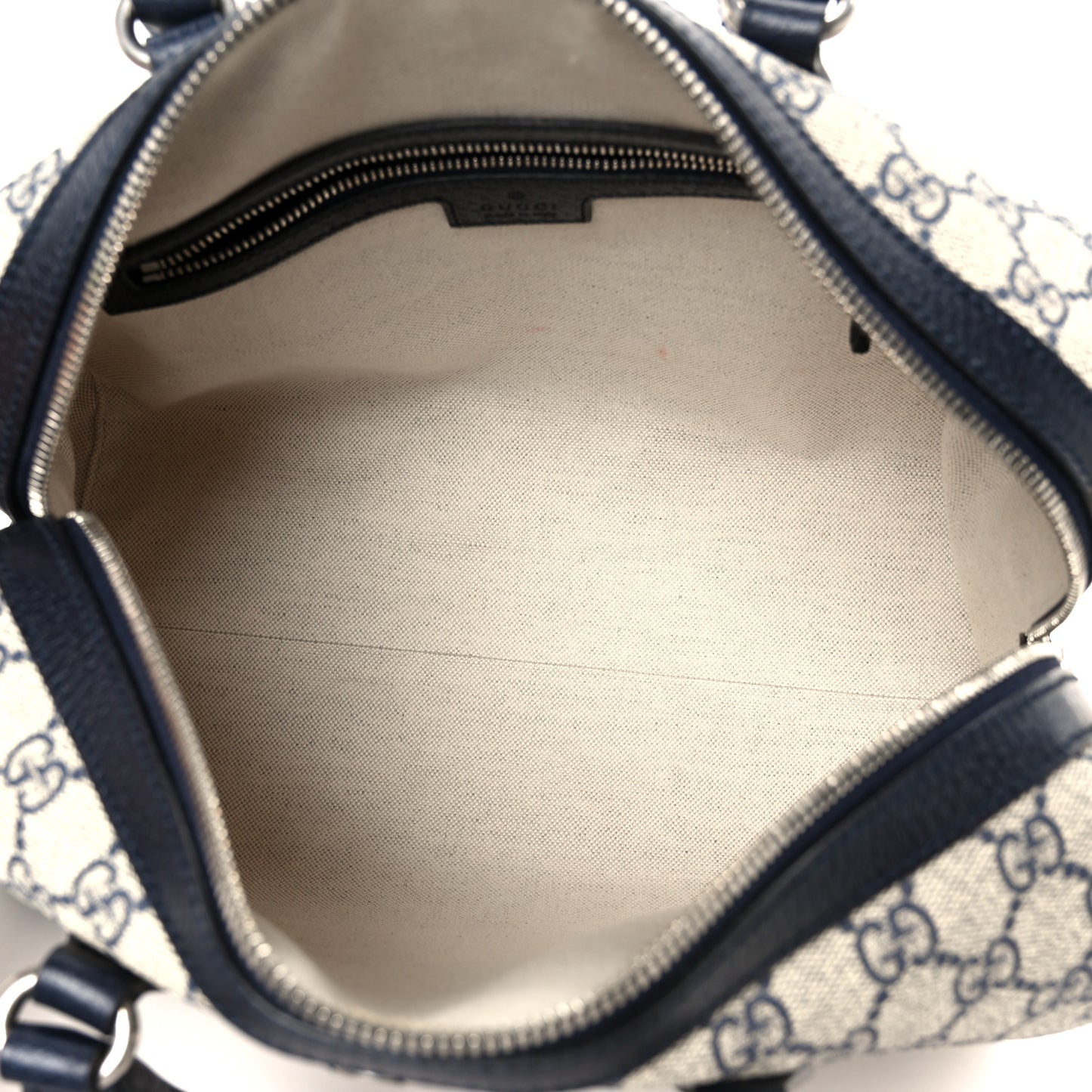 GG Supreme Monogram Web Medium Ophidia Top Handle Bag Beige Blue