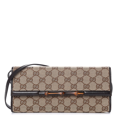 Gucci Monogram Bamboo Bar Clutch Dark Brown 1 of 10