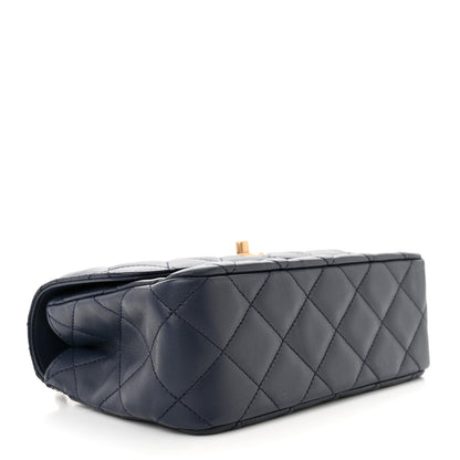 Chanel Lambskin Metal Quilted Twist Top Handle Flap With Chain Blue 4 of 10