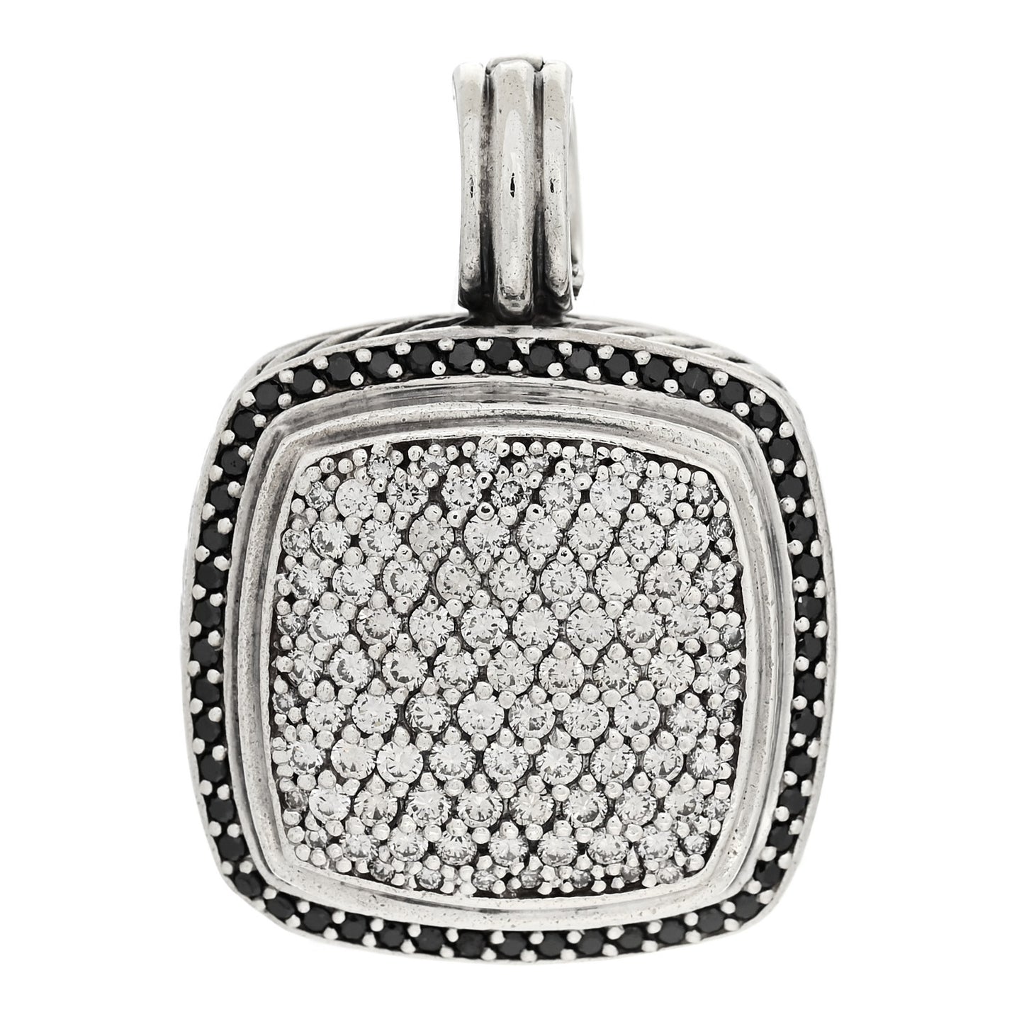Sterling Silver Black Diamond 18mm Albion Enhancer Pendant