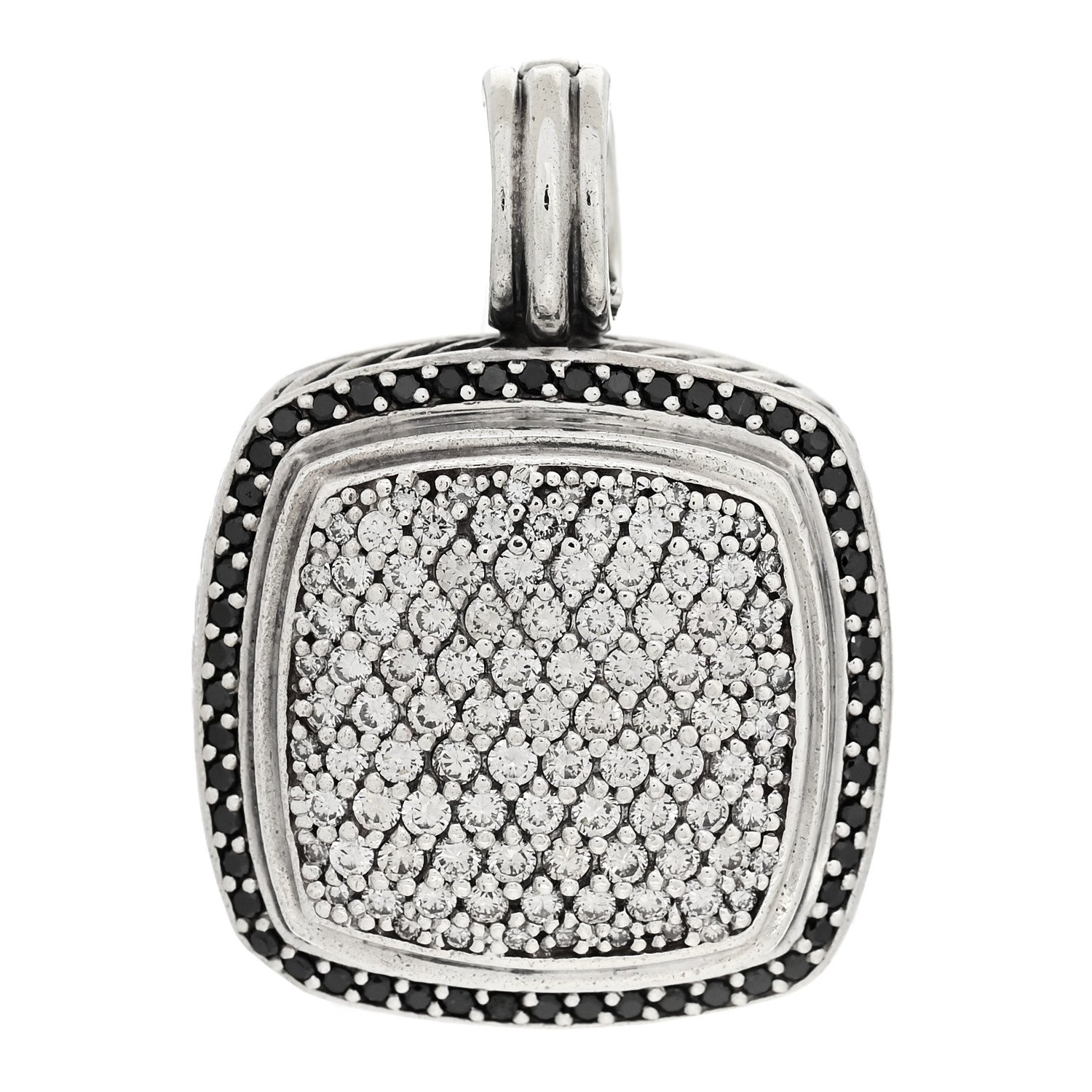 David Yurman Sterling Silver Black Diamond 18mm Albion Enhancer Pendant 1 of 5
