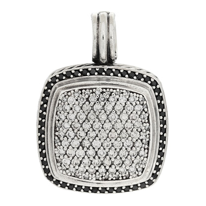 David Yurman Sterling Silver Black Diamond 18mm Albion Enhancer Pendant 1 of 5