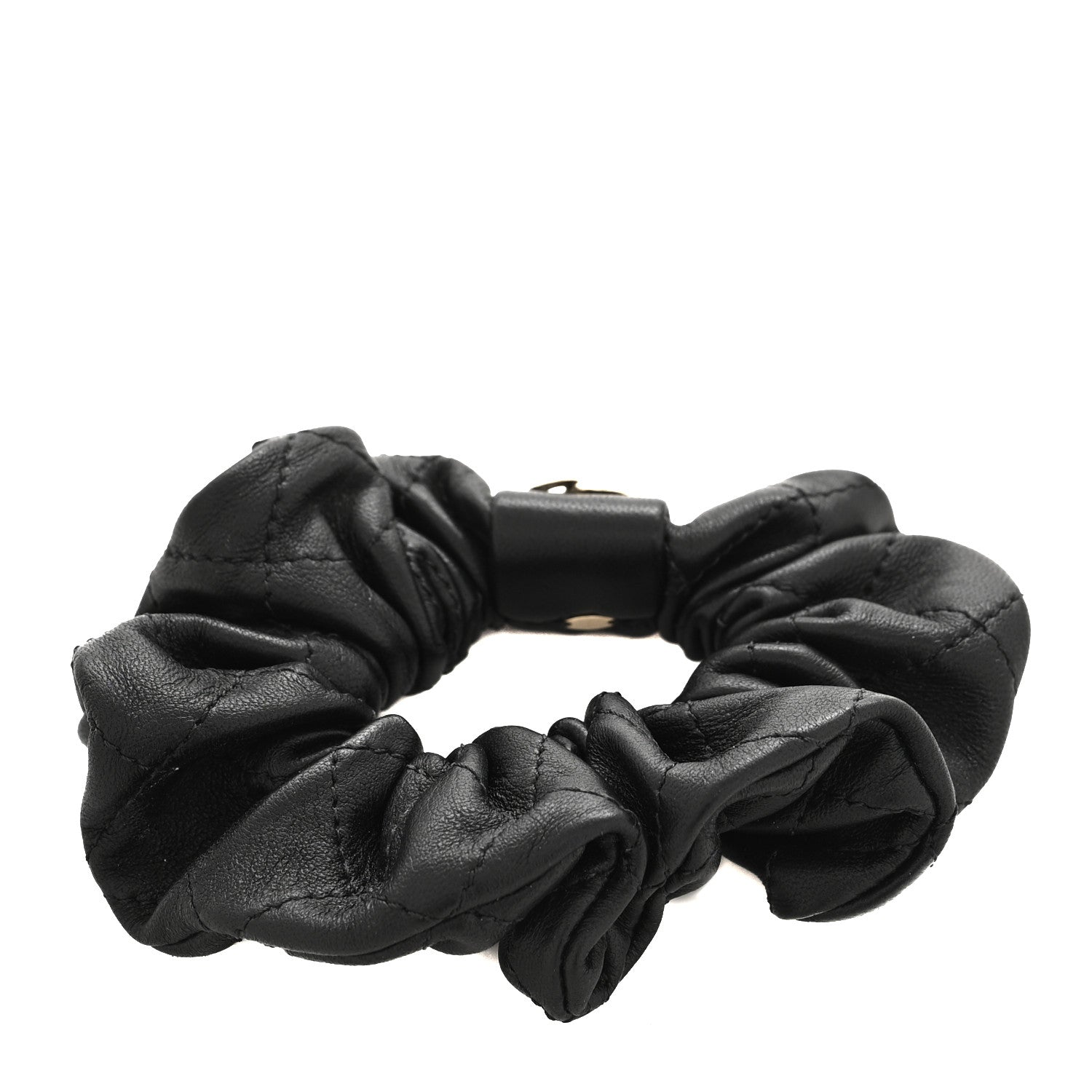 Chanel Lambskin Quilted CC Hair Scrunchie Black 3 of 4