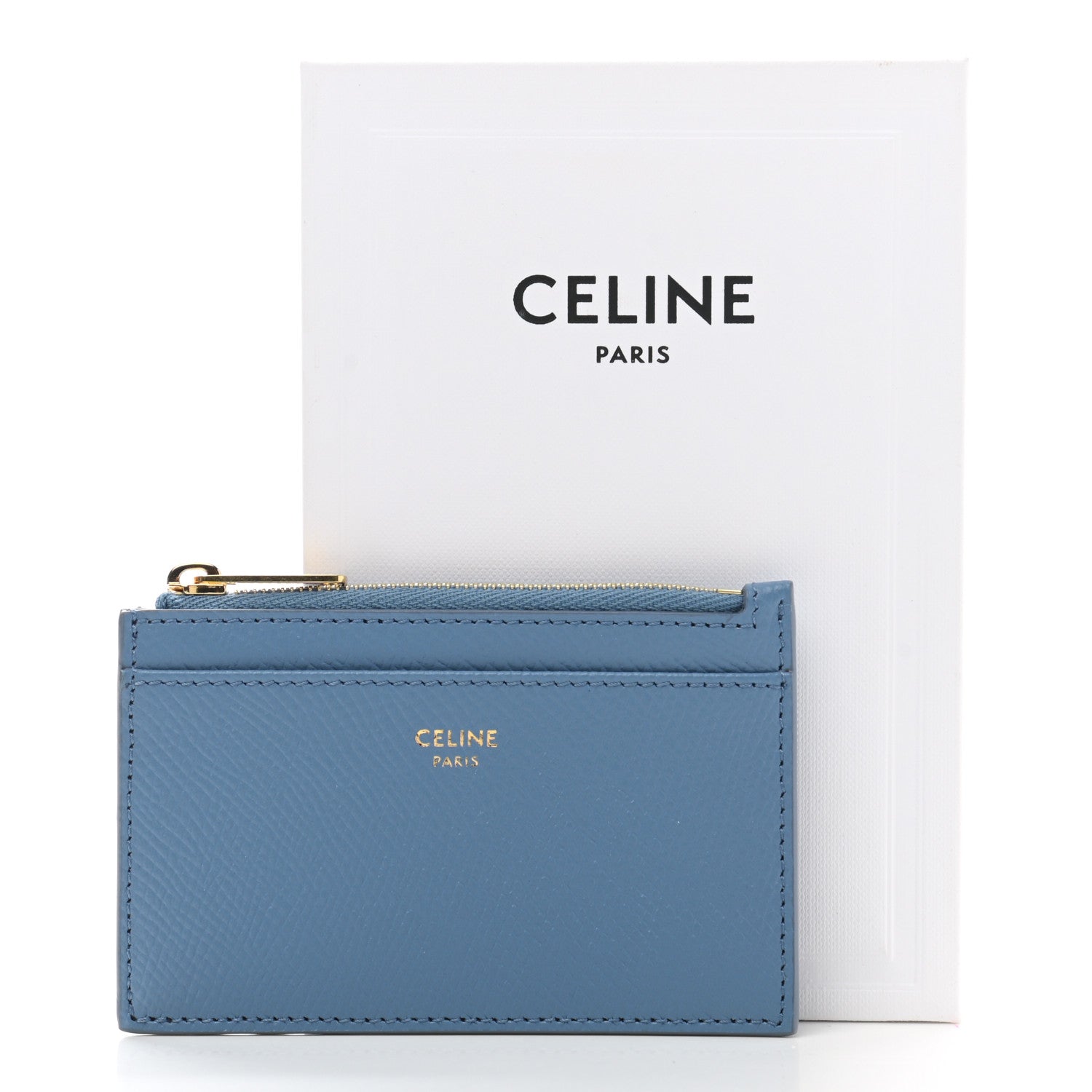 Celine Grained Calfskin Zipped Card Holder Azure 8 of 8