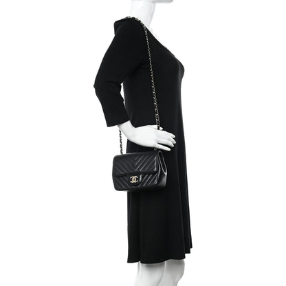 Chanel Lambskin Chevron Quilted Mini Square Flap Black 2 of 11