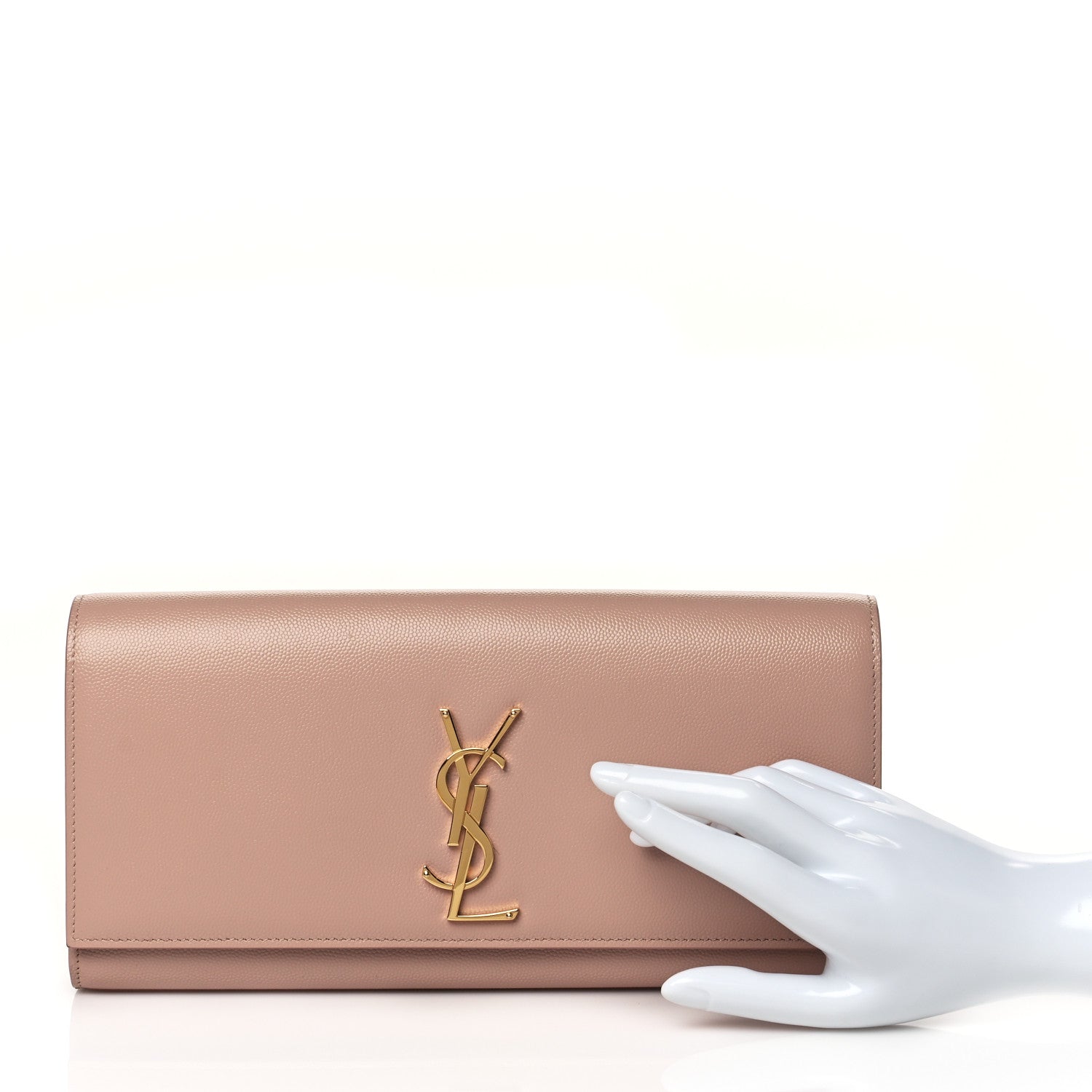 Saint Laurent Grain De Poudre Classic Monogram Cassandre Clutch Blush 2 of 11