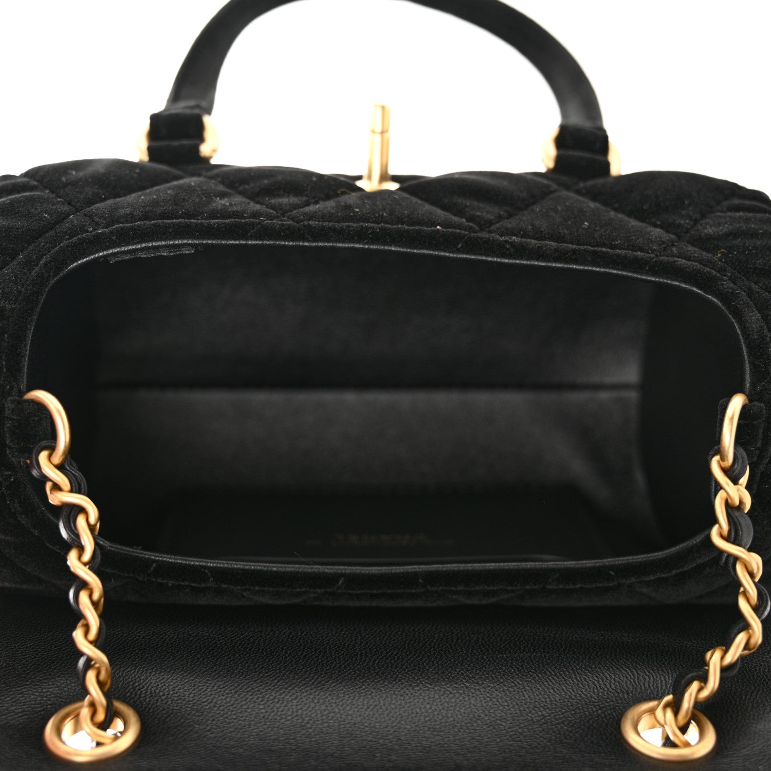 Chanel Velvet Quilted Mini Top Handle Flap Black 5 of 11