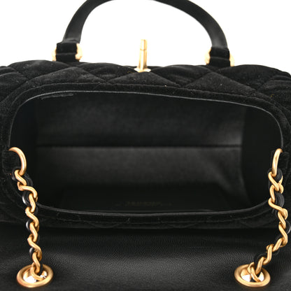 Chanel Velvet Quilted Mini Top Handle Flap Black 5 of 11