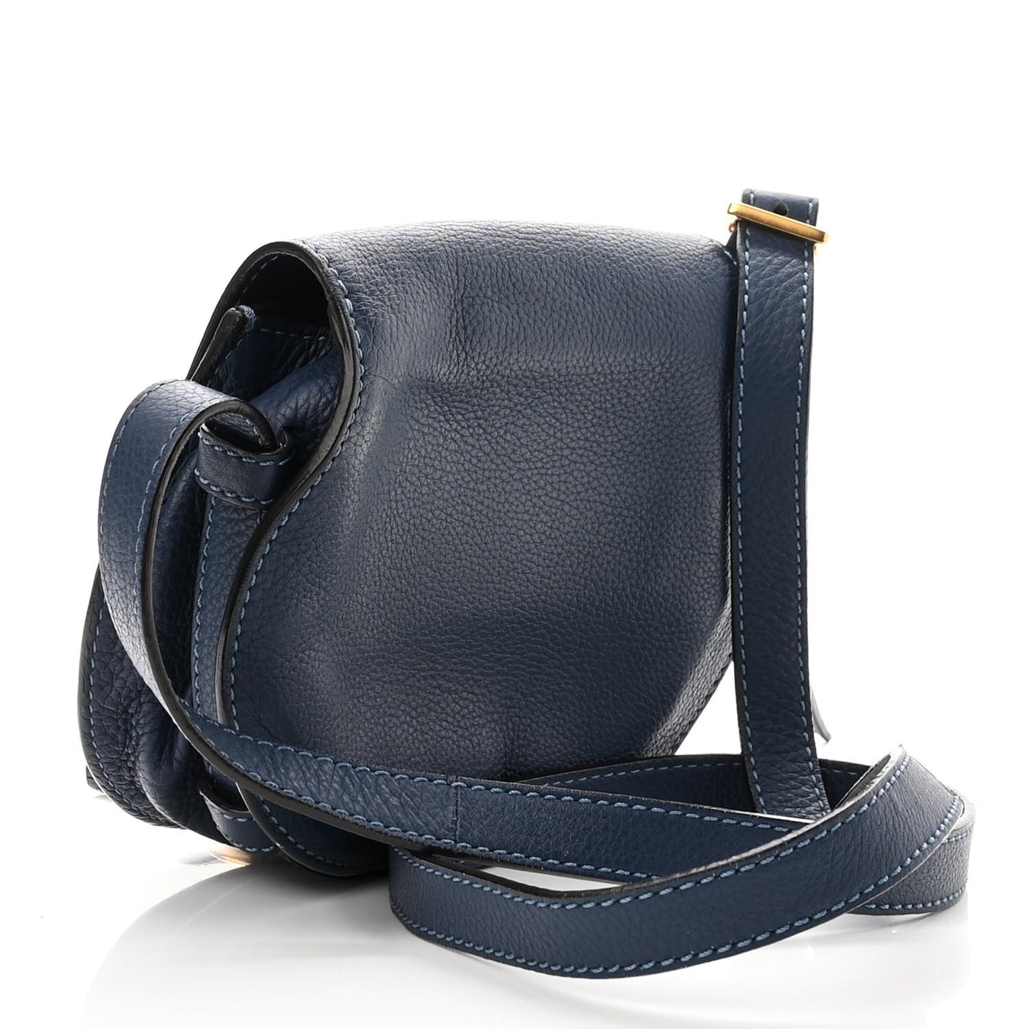Calfskin Mini Marcie Round Crossbody Bag Blue