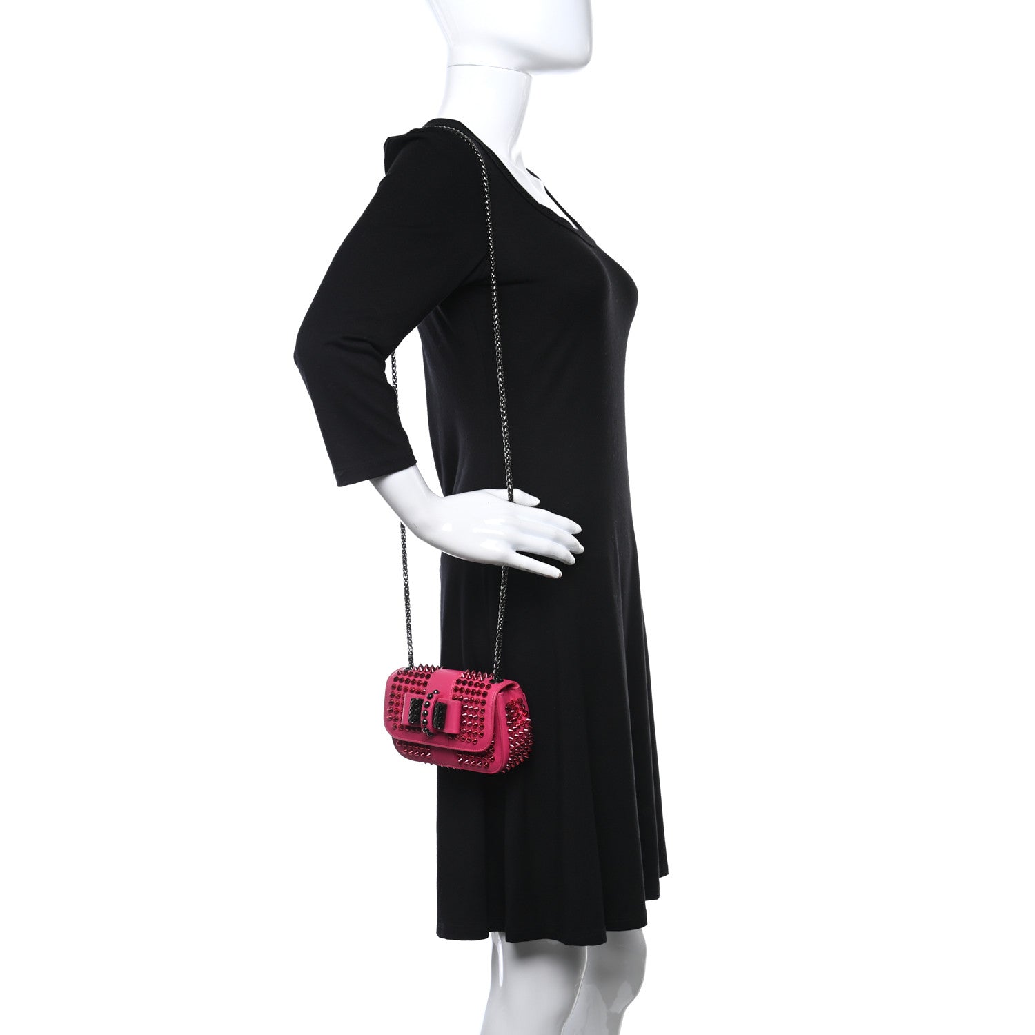 Christian Louboutin Calfskin Spiked Sweety Charity Crossbody Bag Pink 2 of 9