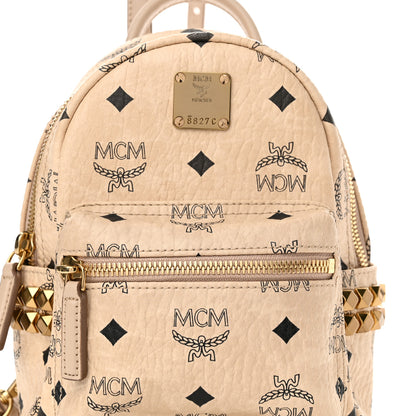 MCM Visetos Side Stud X-Mini Stark Bebe Boo Backpack Beige 8 of 10