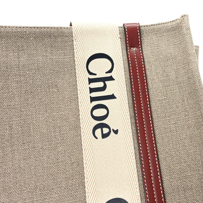 Chloe Linen Calfskin Medium Woody Ribbon Tote White Brown 11 of 11