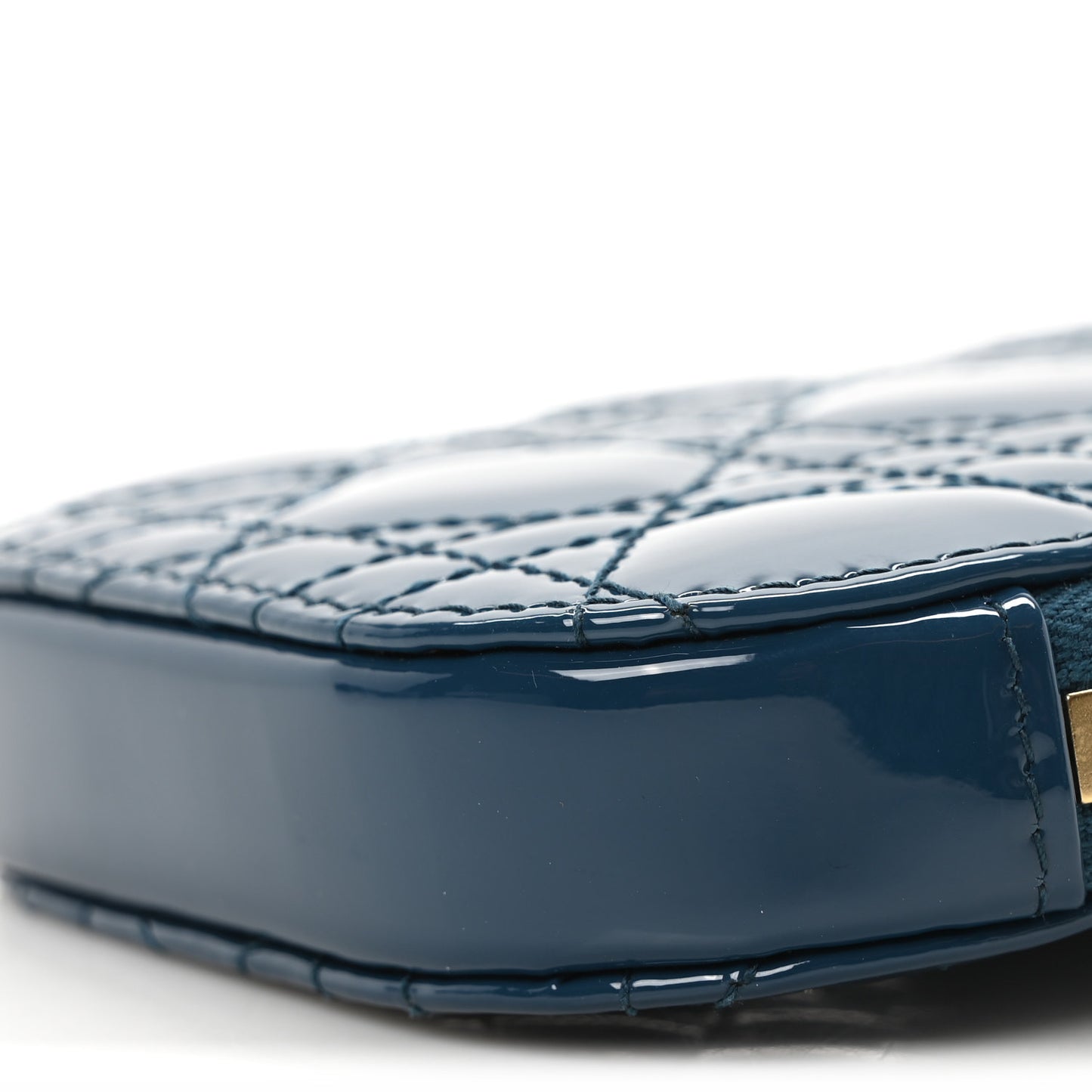 Patent Cannage Lady Dior Phone Holder Dior Blue