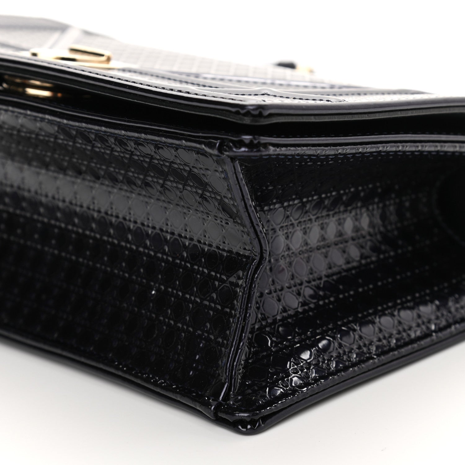 Christian Dior Metallic Patent Micro-Cannage Small Diorama Flap Bag Onyx Black 9 of 10