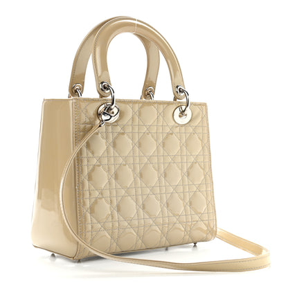 Christian Dior Patent Cannage Medium Lady Dior Beige 3 of 12