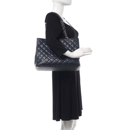 Chanel Caviar Quilted Grand Shopping Tote GST Navy Blue 2 of 14