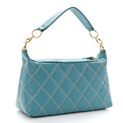 Chanel Calfskin Wild Stitch Surpique Hobo Blue 4 of 11