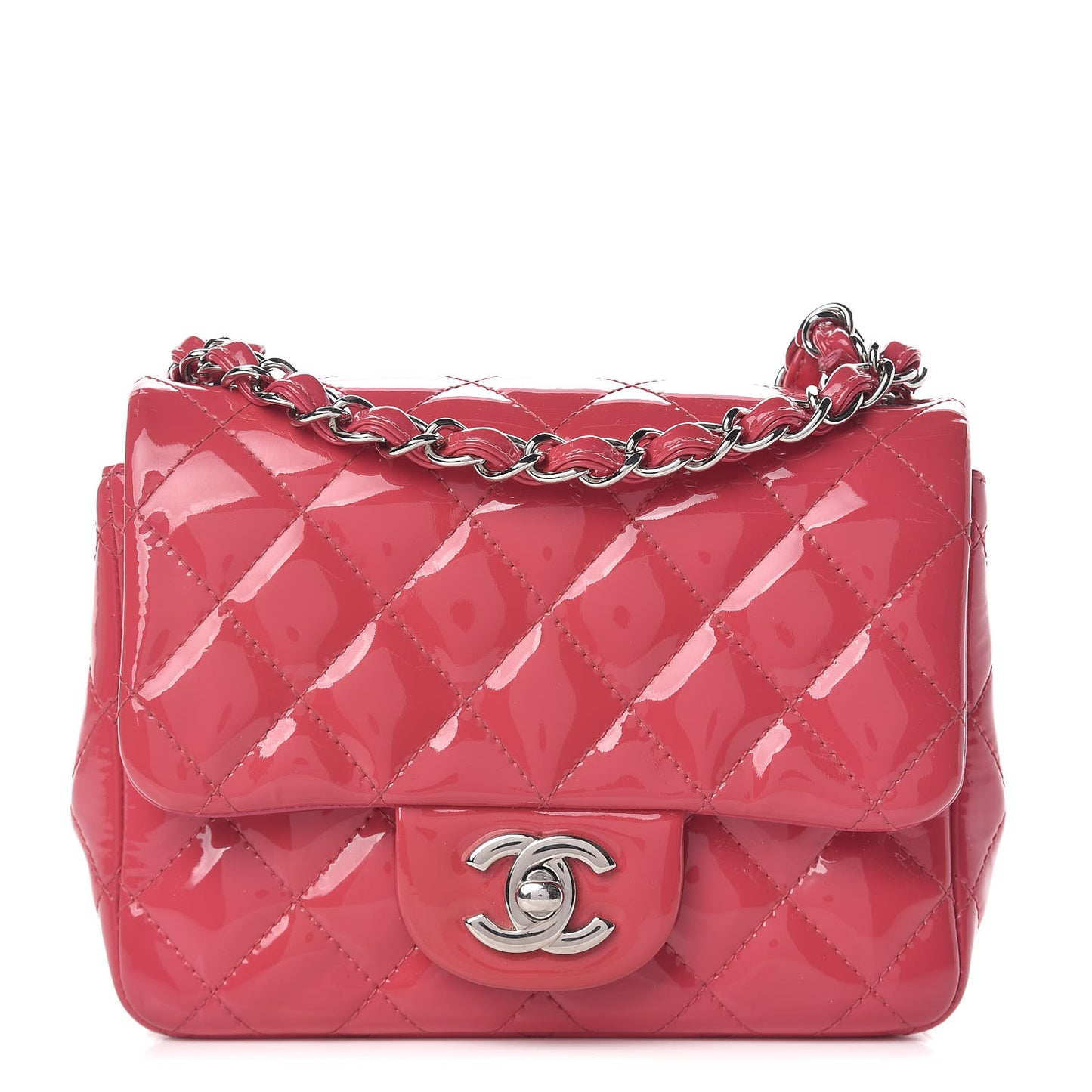 Patent Quilted Mini Square Flap Pink