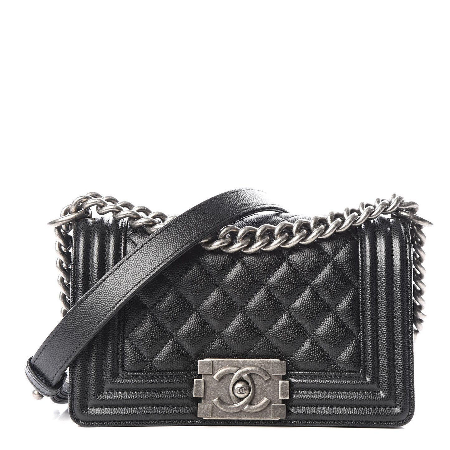 Caviar Quilted Small Boy Flap Black