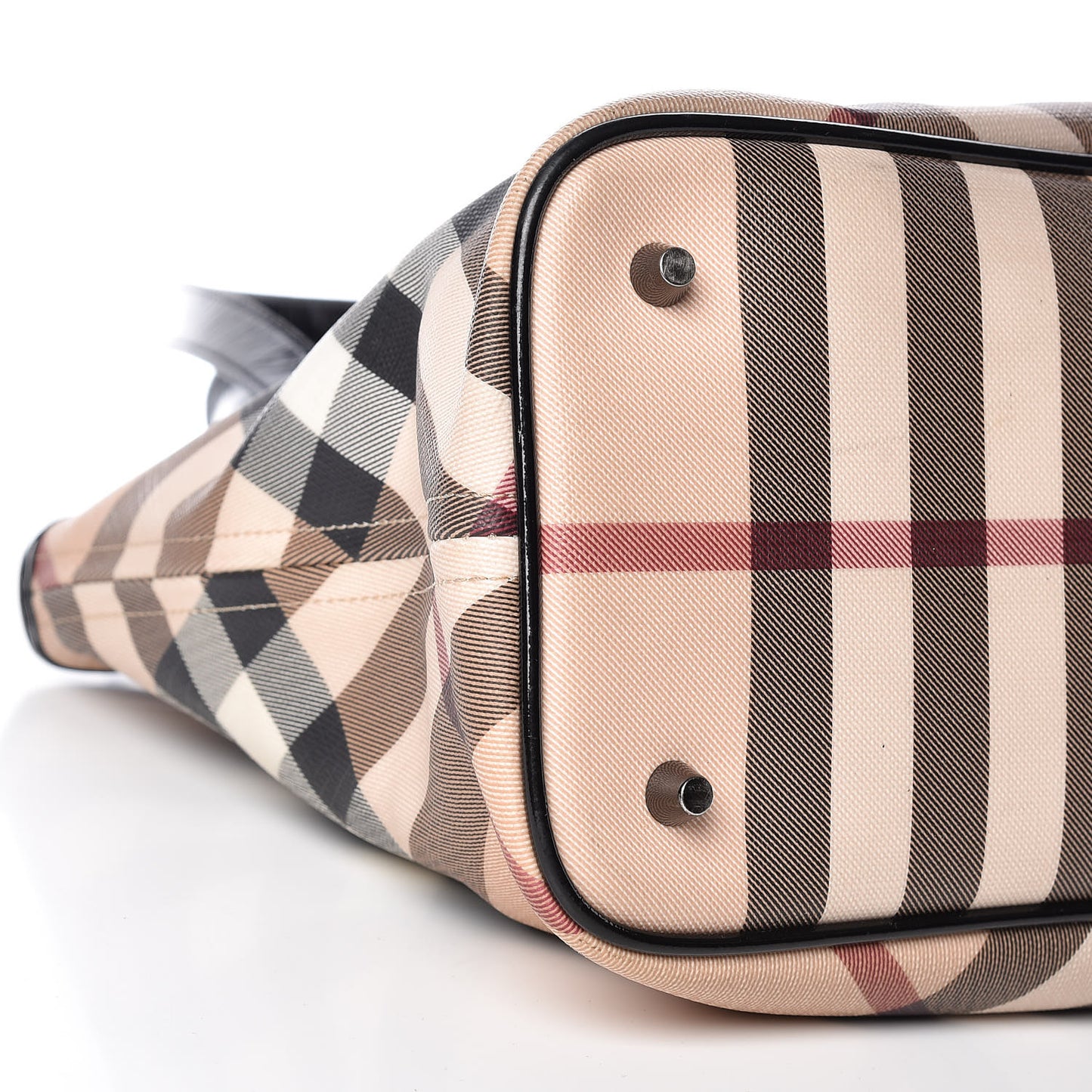 Patent Trim Nova Check Shopper Tote Black