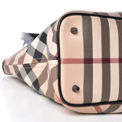 Burberry Patent Trim Nova Check Shopper Tote Black 10 of 13