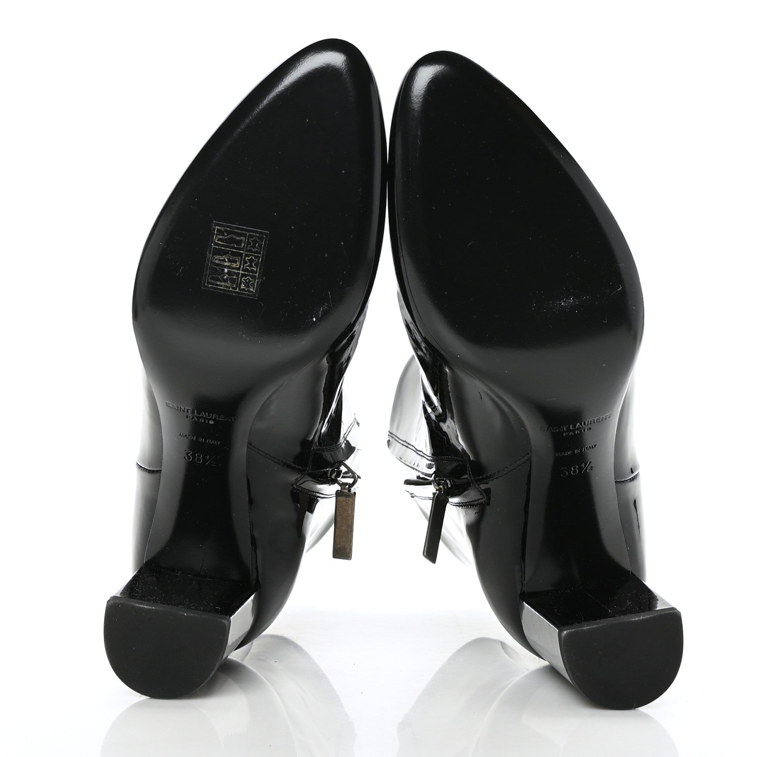 Saint Laurent Patent Loulou Ankle Zip Boot 38.5 Black 5 of 9