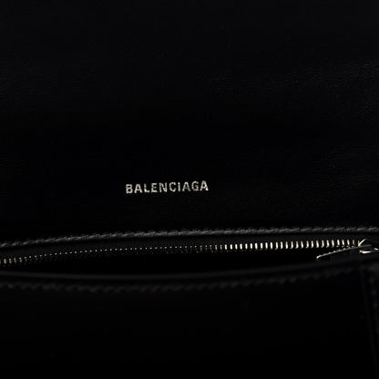 Balenciaga Shiny Box Calfskin Graffiti Logo Small Hourglass Top Handle Bag Black Silver 6 of 10