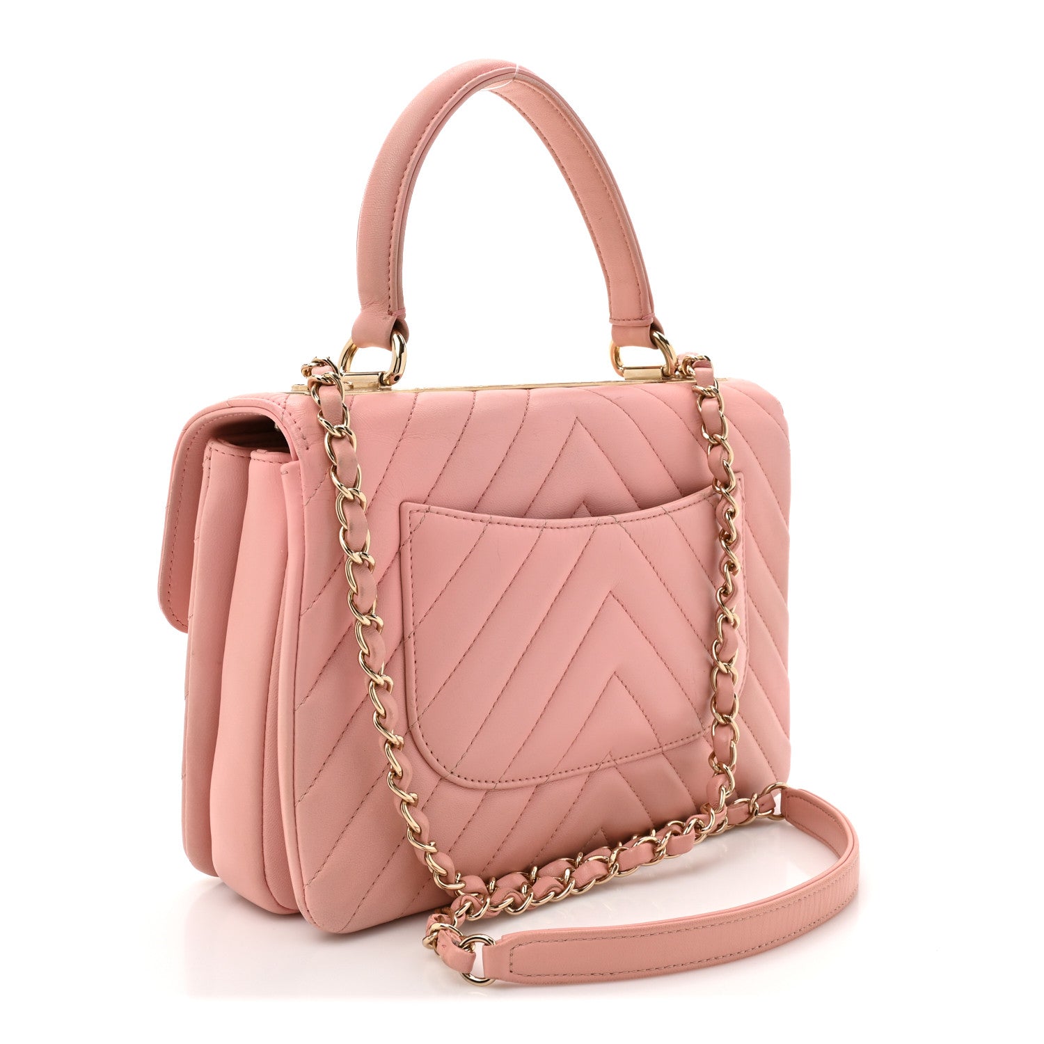 Chanel Lambskin Chevron Quilted Small Trendy CC Dual Handle Flap Bag Light Pink 3 of 14