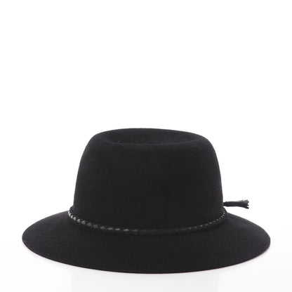 Hermes Felt Goatskin Lambskin Hat 58 Black 2 of 5