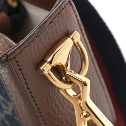 Gucci New Denim GG Monogram Dollar Calfskin Web Mini Horsebit 1955 Shoulder Bag Blue Tea Cuir Epilog 12 of 12