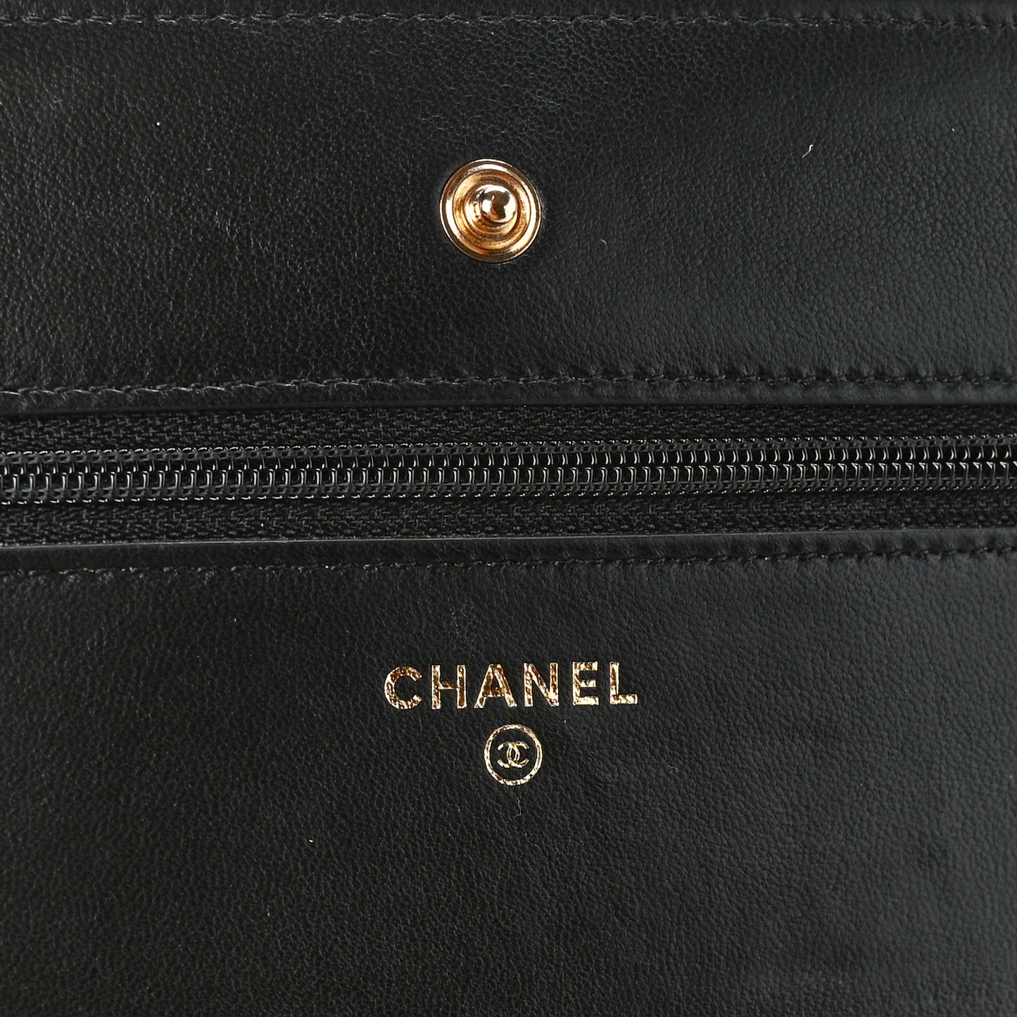 Lambskin Chevron Quilted Wallet On Chain WOC Black