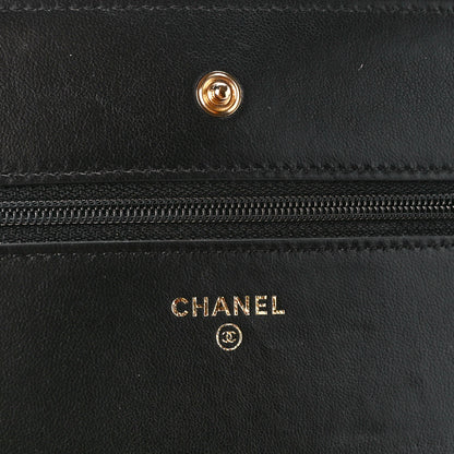 Chanel Lambskin Chevron Quilted Wallet On Chain WOC Black 6 of 11