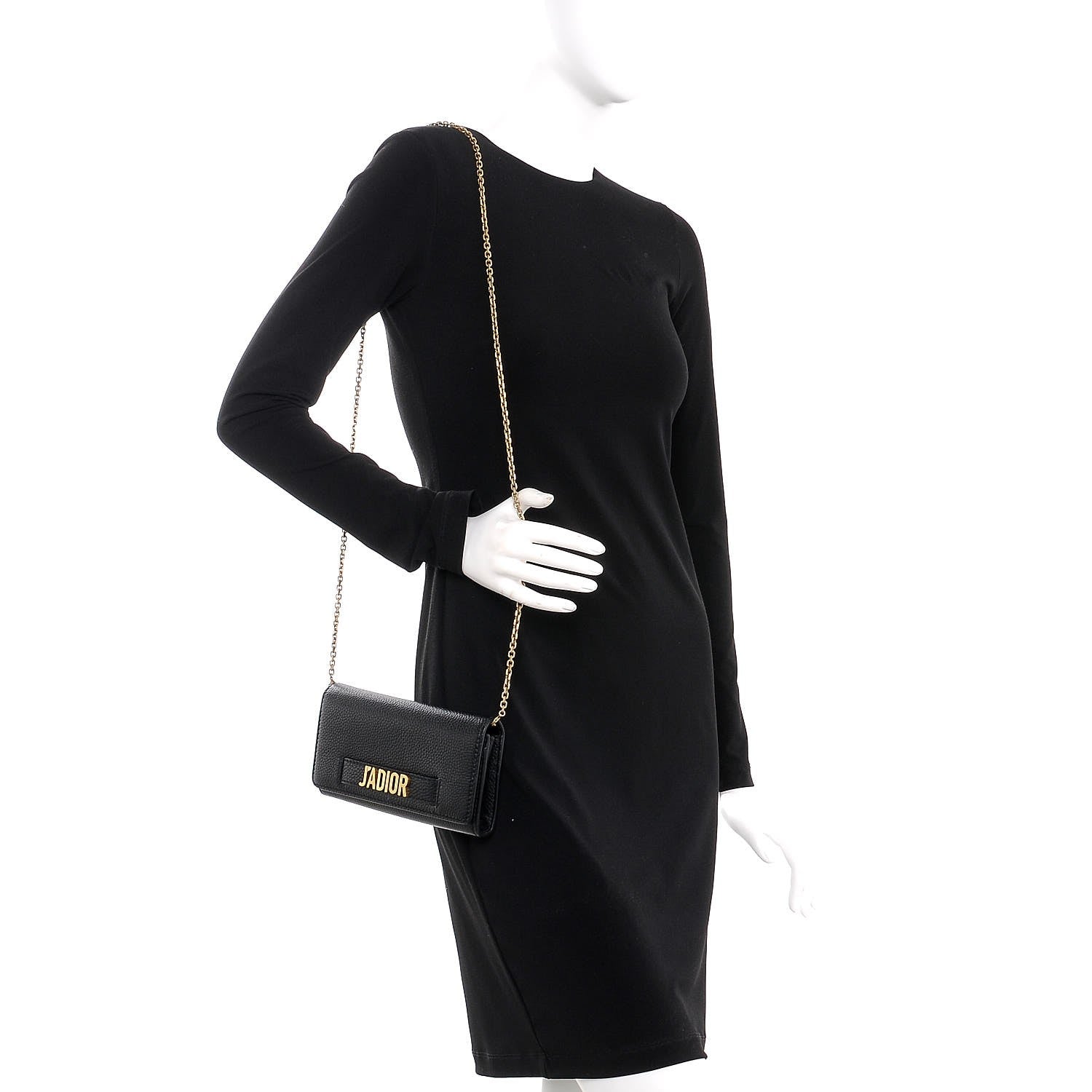 Christian Dior Grained Calfskin J'adior Croisiere Chain Wallet Black 2 of 11