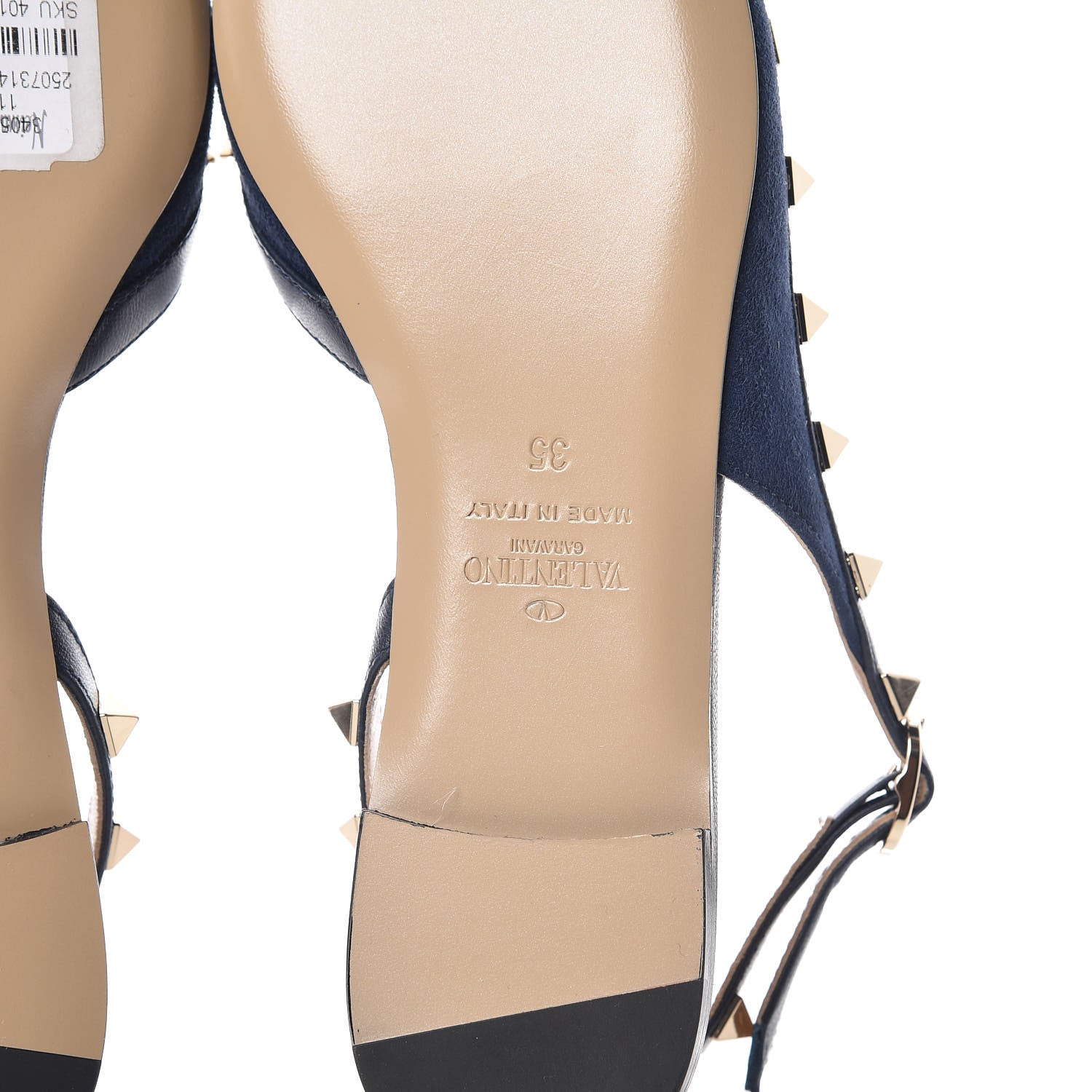 Valentino Garavani Suede Nappa Rockstud Slingback Flats 35 Marine 6 of 9