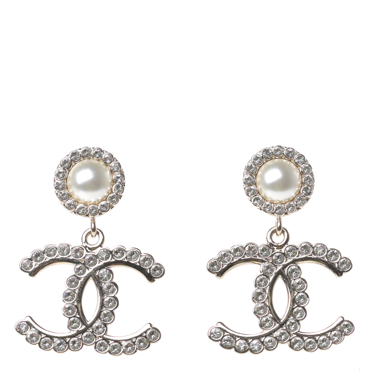 Crystal Pearl Bow-tiful CC Drop Earrings Gold