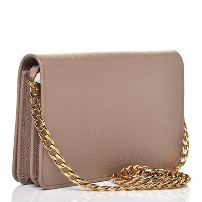Prada Saffiano Lux Chain Wallet Cipria 3 of 9