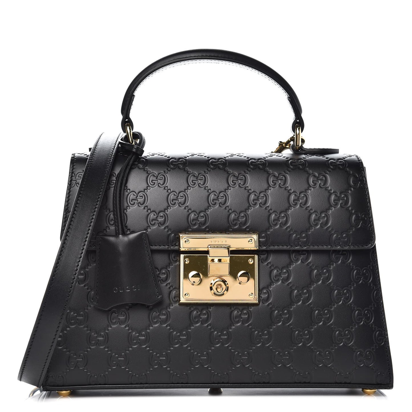 Guccissima Signature Small Padlock Top Handle Bag Black