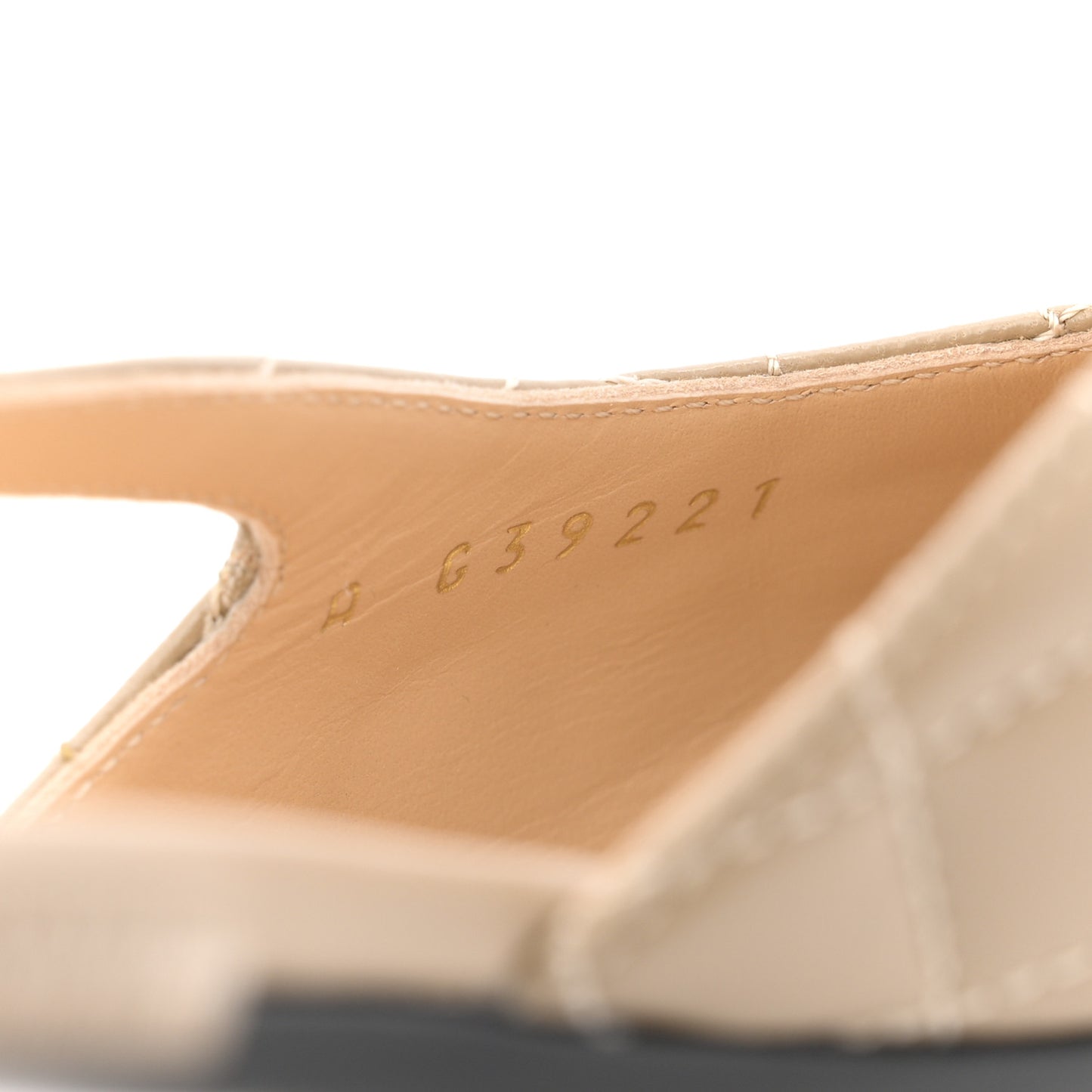 Lambskin Patent Cap Toe CC Slingback Flats 38.5 Beige Black