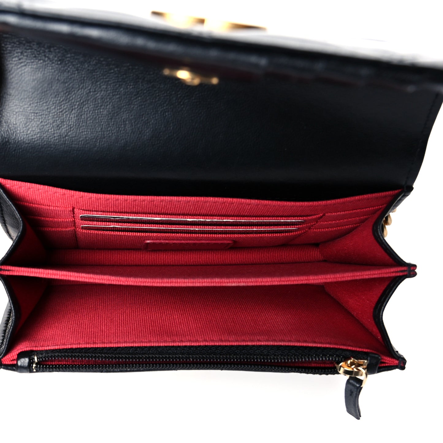 Lambskin Enamel Quilted Pending CC Clutch With Chain Black